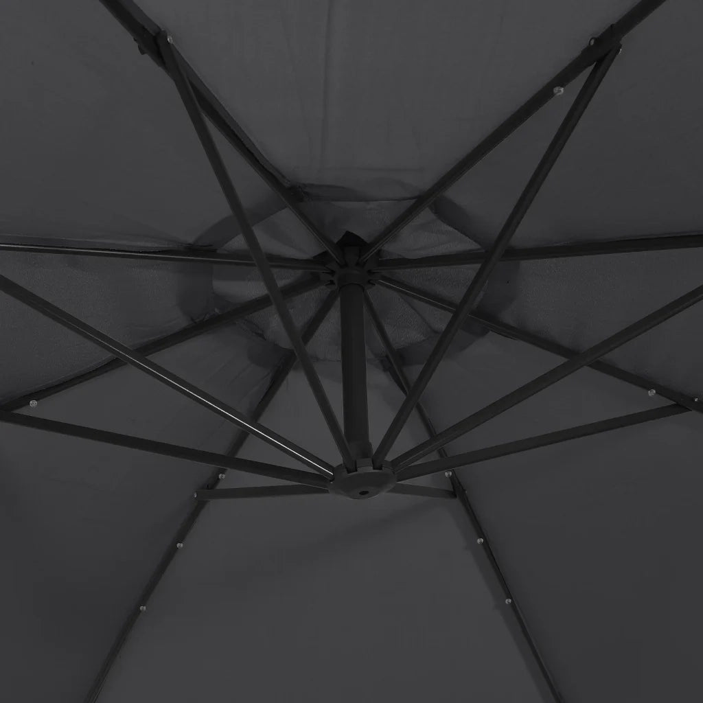 Ombrellone a Sbalzo con LED e Palo in Acciaio 300 cm Nero 47136