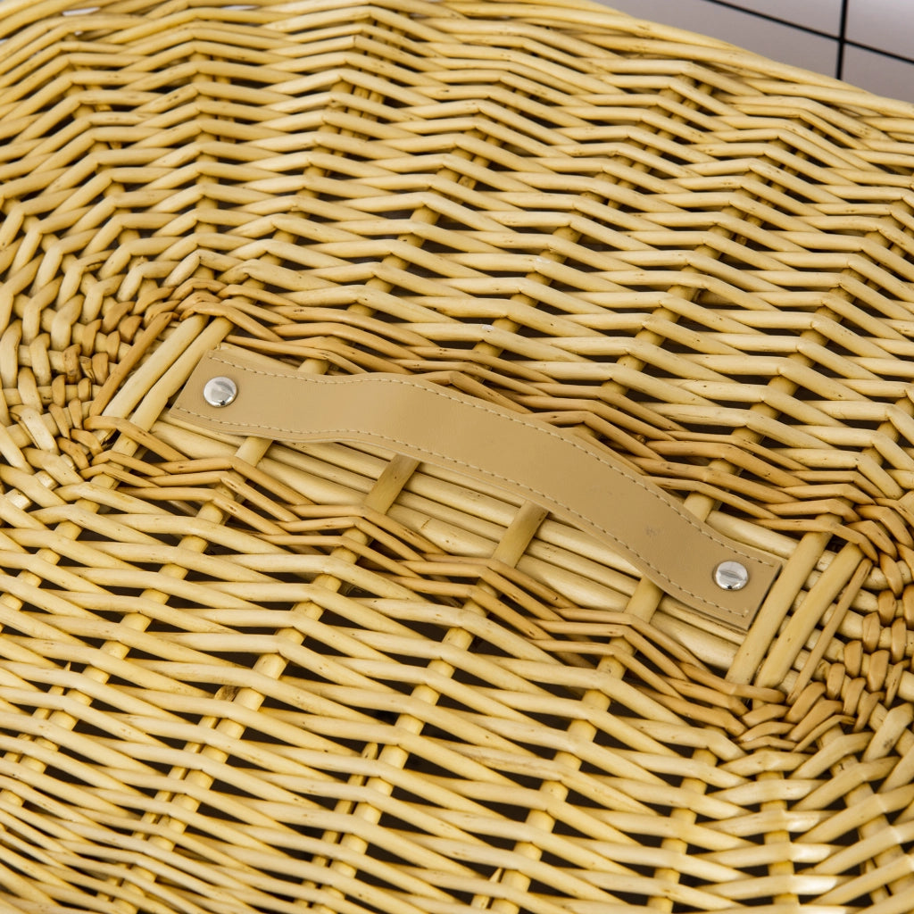 Cesto portabiancheria con coperchio in rattan naturale 100 L 51x38x57 cm