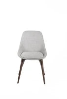 E-STYLO Sedia da pranzo in tessuto grigio chiaro con gambe e struttura in massello di noce, 58cm X 49cm H. 85cm.