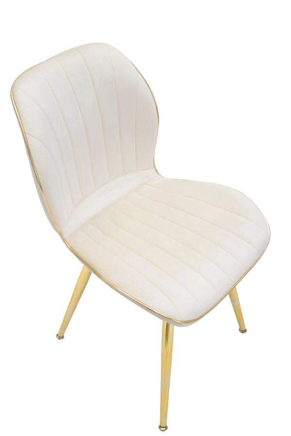 Set 2 Sedie Paris Space Crema e Oro 46x58x77 cm in Legno e Ferro