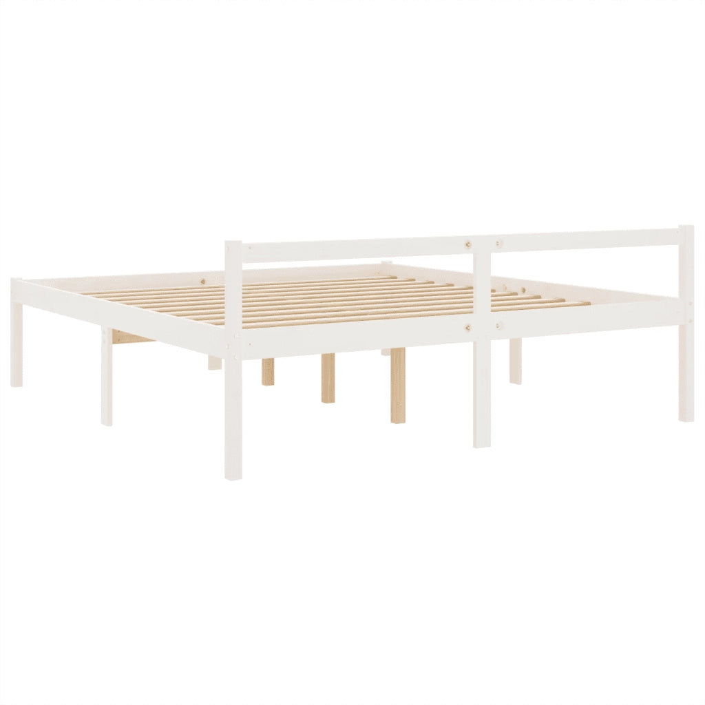 Letto per Anziani Bianco 200x200 cm in Legno Massello di Pino 810635