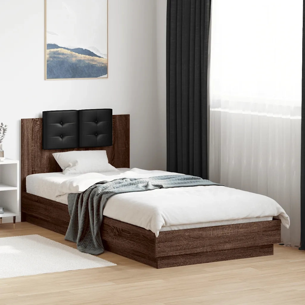 Letto singolo | Letto per adulti | Giroletto Testiera Rovere Marrone 90x200 cm Legno Multistrato