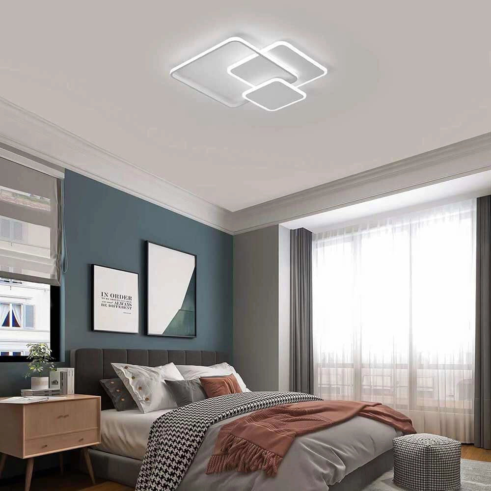 Trade Shop - Plafoniera A 3 Quadrati A Led A Tripla Colorazione Di Luce 48 W Ultra Moderno C31-3c -