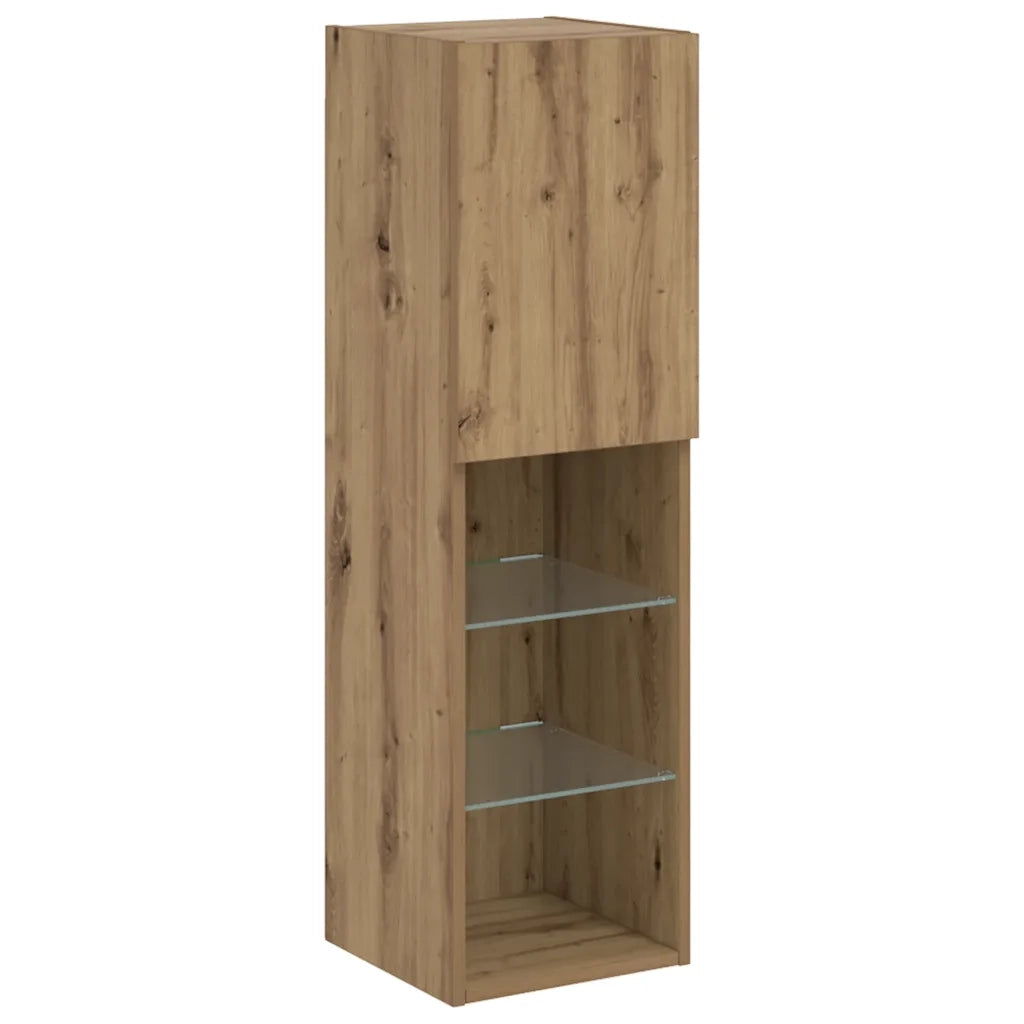 vidaXL Mobili TV con Luci LED 2 pz Rovere Artigianale 30,5x30x102 cm
