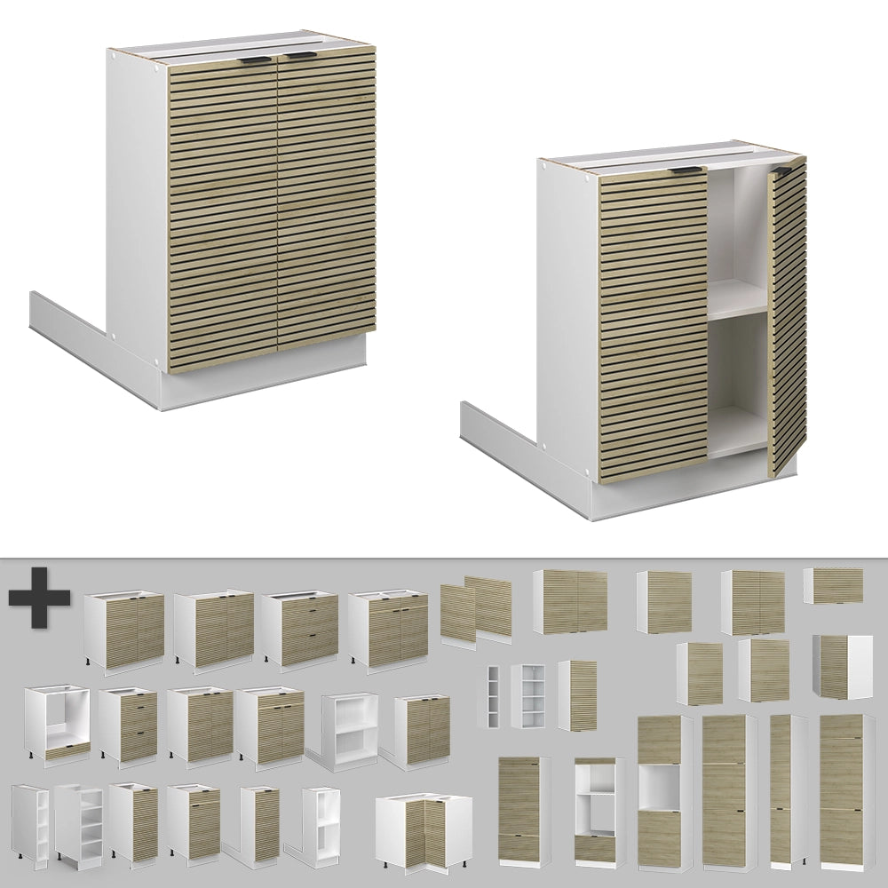 Isola da cucina Fame-Line Pannello in quercia/Bianco 60 cm senza piano di lavoro Vicco