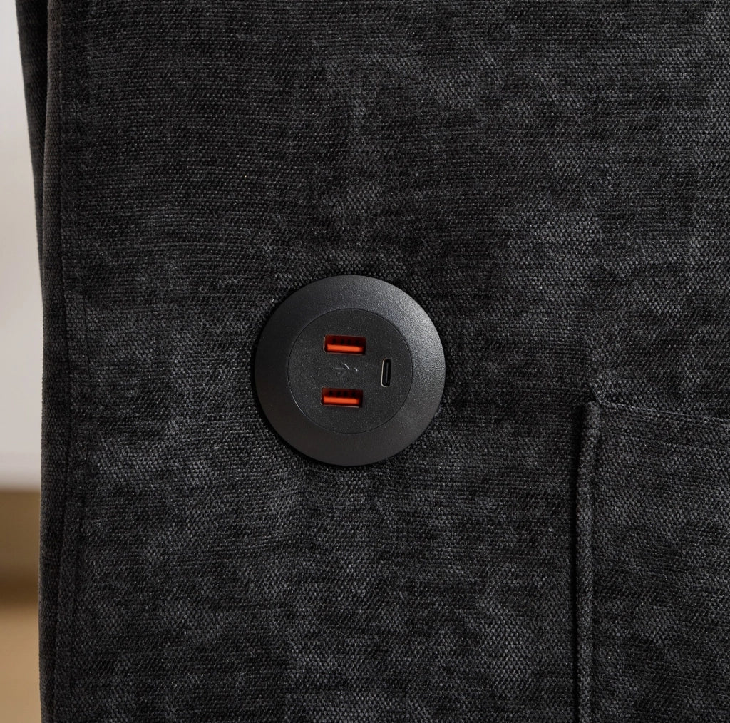 Poltrona imbottita multifunzione con USB e supporto tablet nera HOMVRA