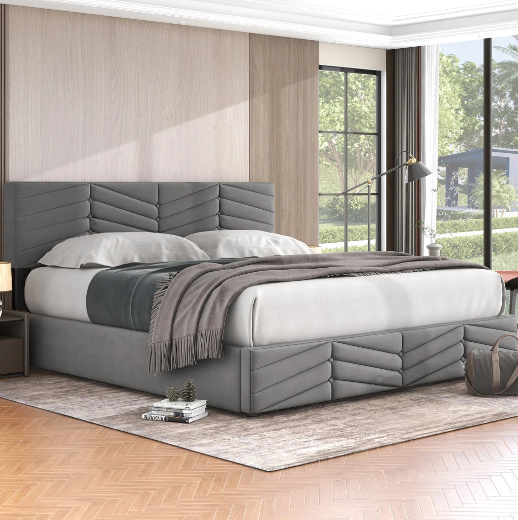 Letto matrimoniale con contenitore 160 x 200 cm grigio