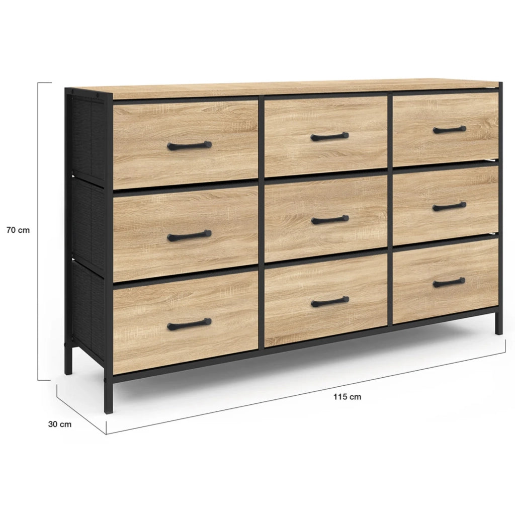 IDMarket - Baúl de tela de 9 cajones UTAH 115 CM mueble de almacenaje