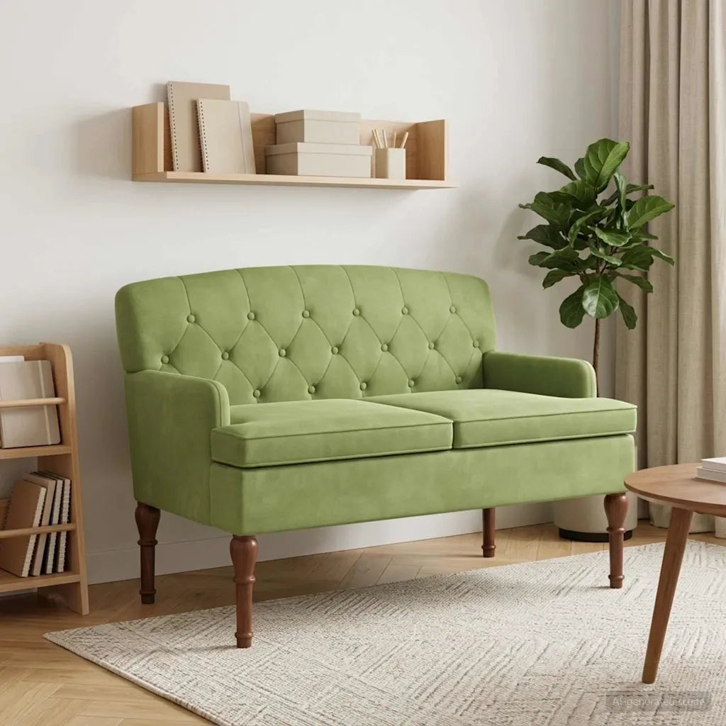 Loveseat con bottoni imbottiti Verde chiaro 111 x 65 x 79 cm 42041846