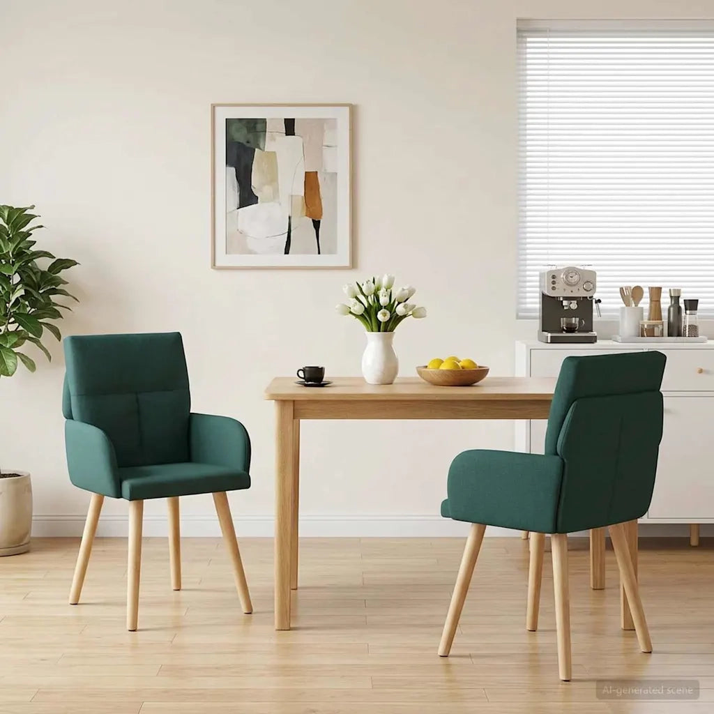 Sedie da pranzo 2 pz Tessuto Verde Scuro 60 x 56 x 96 cm 42034362
