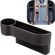 Organizzatore di console in pelle premium PU tra i sedili anteriori, con contenitore per bicchieri, cassa di stivaggio per accessori in auto (lato conducente)