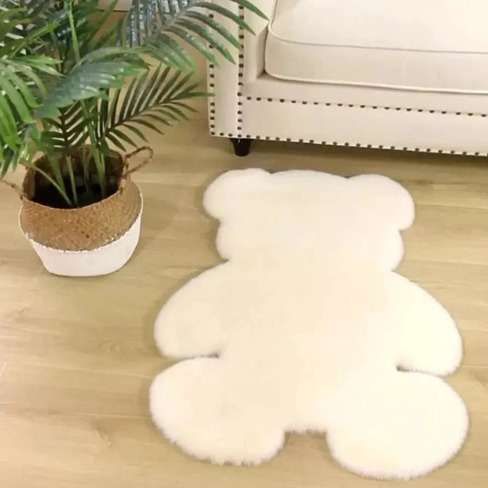 Trade Shop - Tappeto Cute Orsetto Pelliccia Fluffy Vari Colori Living Stanza Da Letto 90x120 -