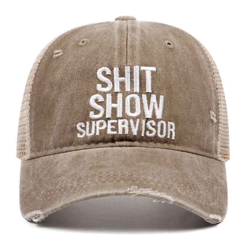 SUPERVISORE DI MERDA Cappellino da baseball con foro per il foro Cappellino da cowboy Kaki