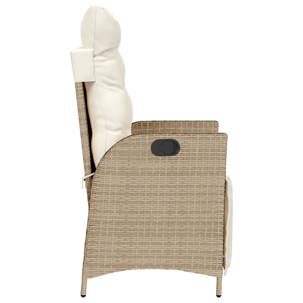 Sedia Reclinabile da Giardino | Sedie da Esterno con Poggiapiedi Beige Polyrattan