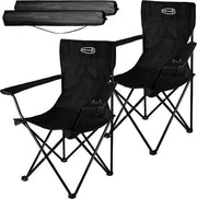 Set di Sedie da Campeggio Ripiegabili da 2 - Sedile da Giardino Portatile con Bicchiere - Peso Leggero 22 kg - Sedile da Spiaggia Comfortevole per Campeggiatori - Nero