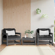 Sedia da patio-Sedie da Giardino con Cuscini 2pz Legno Massello di Pino Grigio 827251