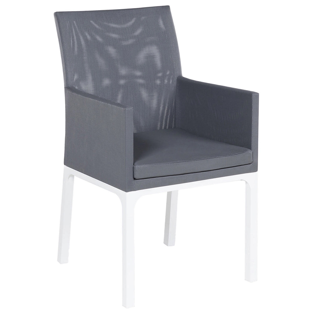 Set da pranzo da giardino Piano in vetro grigio 202 x 90 cm Struttura in alluminio a 6 posti con imbottiture per cuscino del sedile