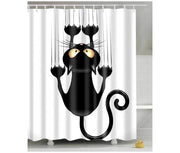 Draperia per Bagno Waterresistente con Ganci, Impermeabile e Antimuffa, con Disegno di Gatto, 150x180 cm