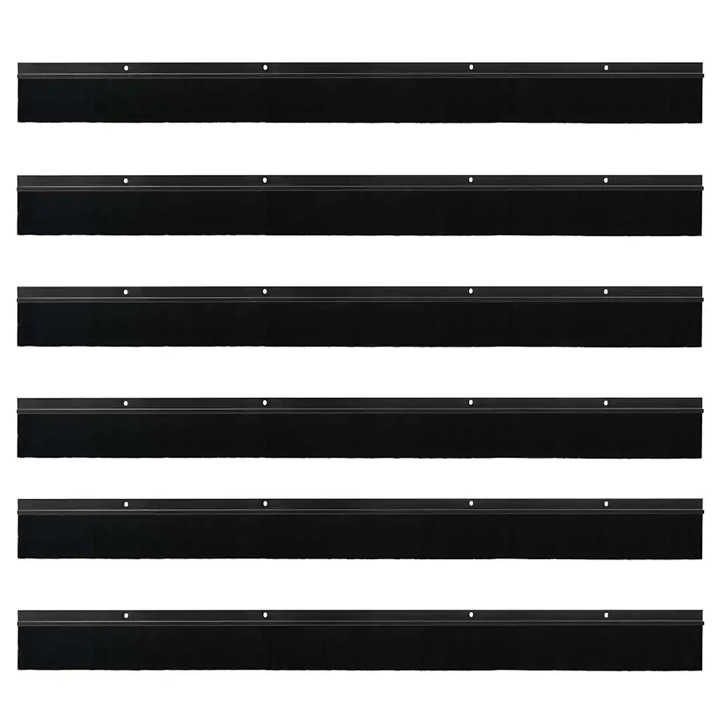 Spazzole per porte a vite 6 pcs Nero 100 cm Lega di alluminio