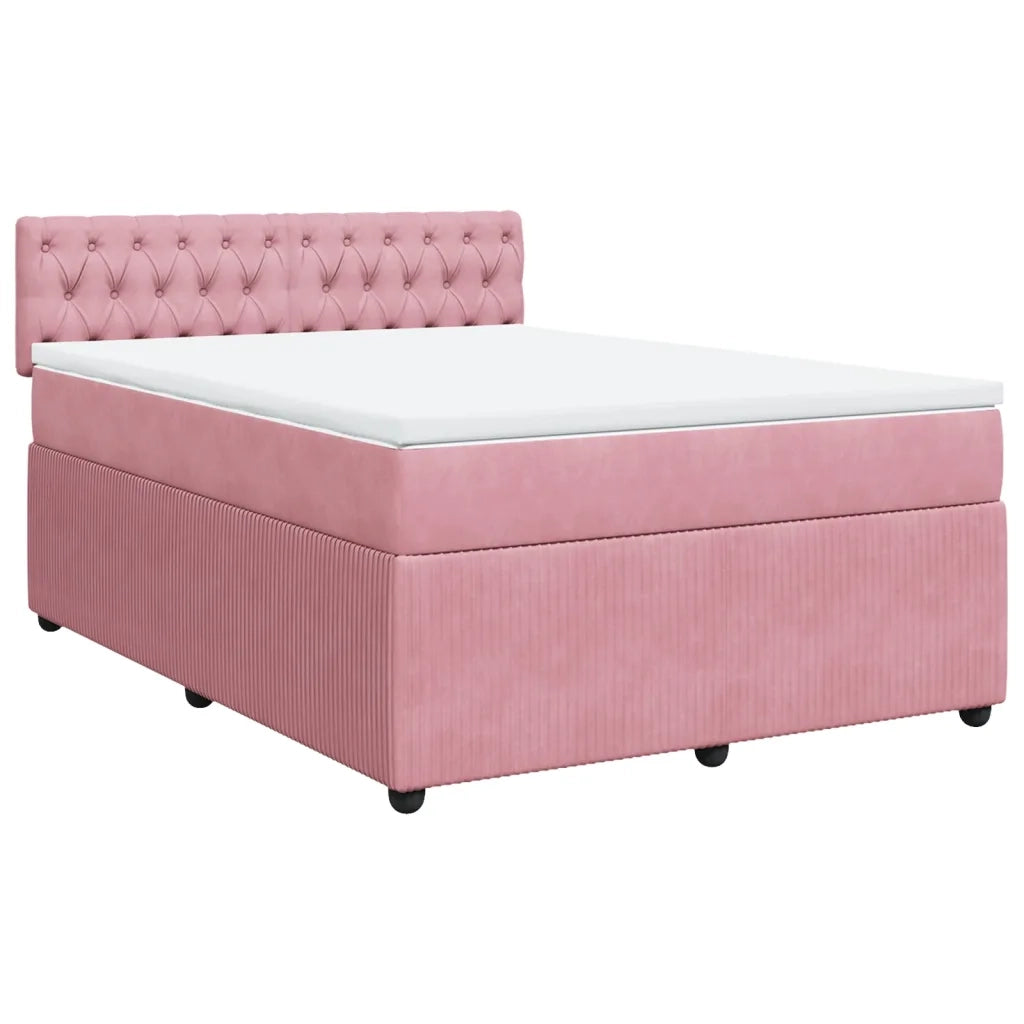 Giroletto a Molle con Materasso Rosa 140x200 cm in Velluto