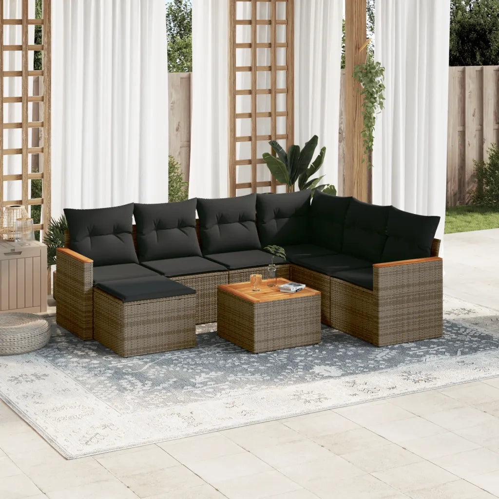 Set Divano da Giardino 8 pz con Cuscini Grigio in Polyrattan 3258616