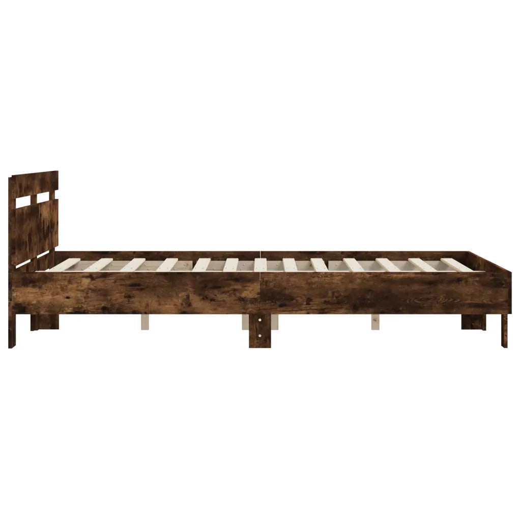 Giroletto con Testiera-Struttura Letto con testiera Rovere Fumo 140x190 cm Legno Multistrato