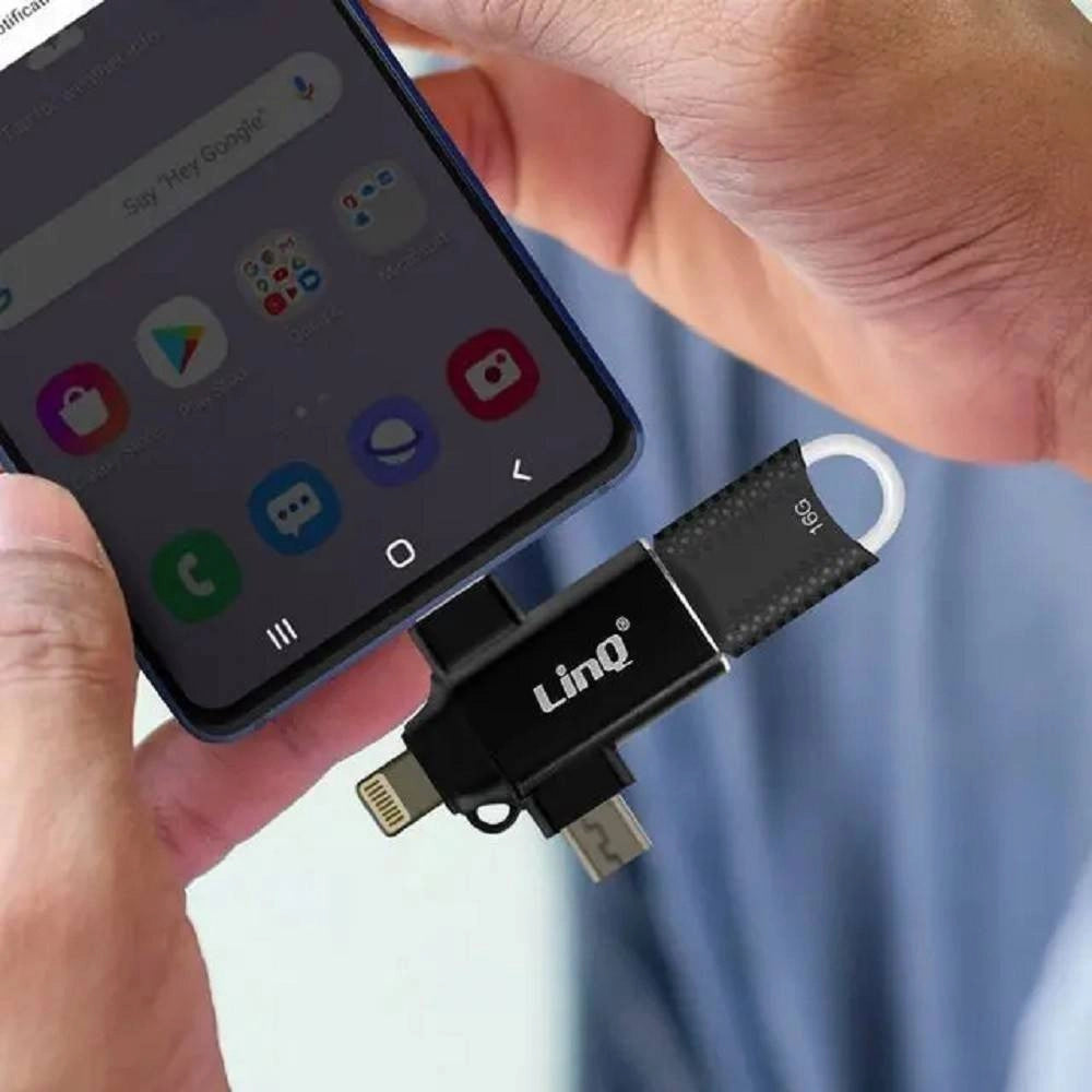 Trade Shop - Adattatore Otg Da Usb-c Micro-usb Lightning Verso Usb 3.0 Femmina 3 In 1 Otqu930 -