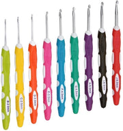 Set di ago per cucire a maglia da 9 pezzi - Haken colorati in alluminio con manico in plastica