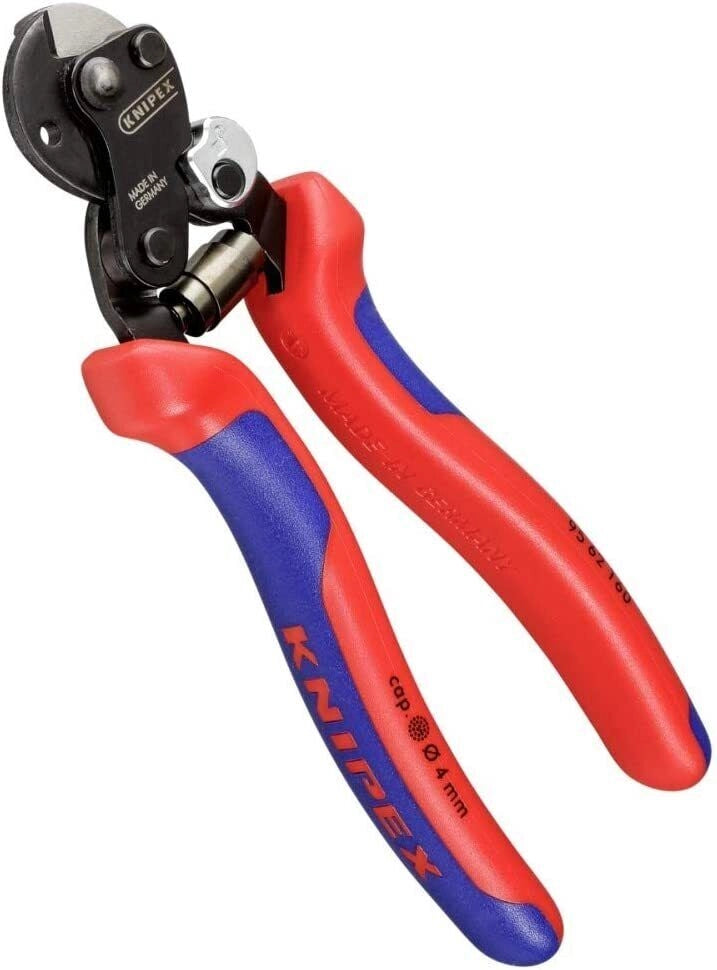 KNIPEX 95 62 160 Cesoia per Funi in Acciaio per Cavi fino a 6 mm e Funi Metalliche fino a 4 mm colore Nero