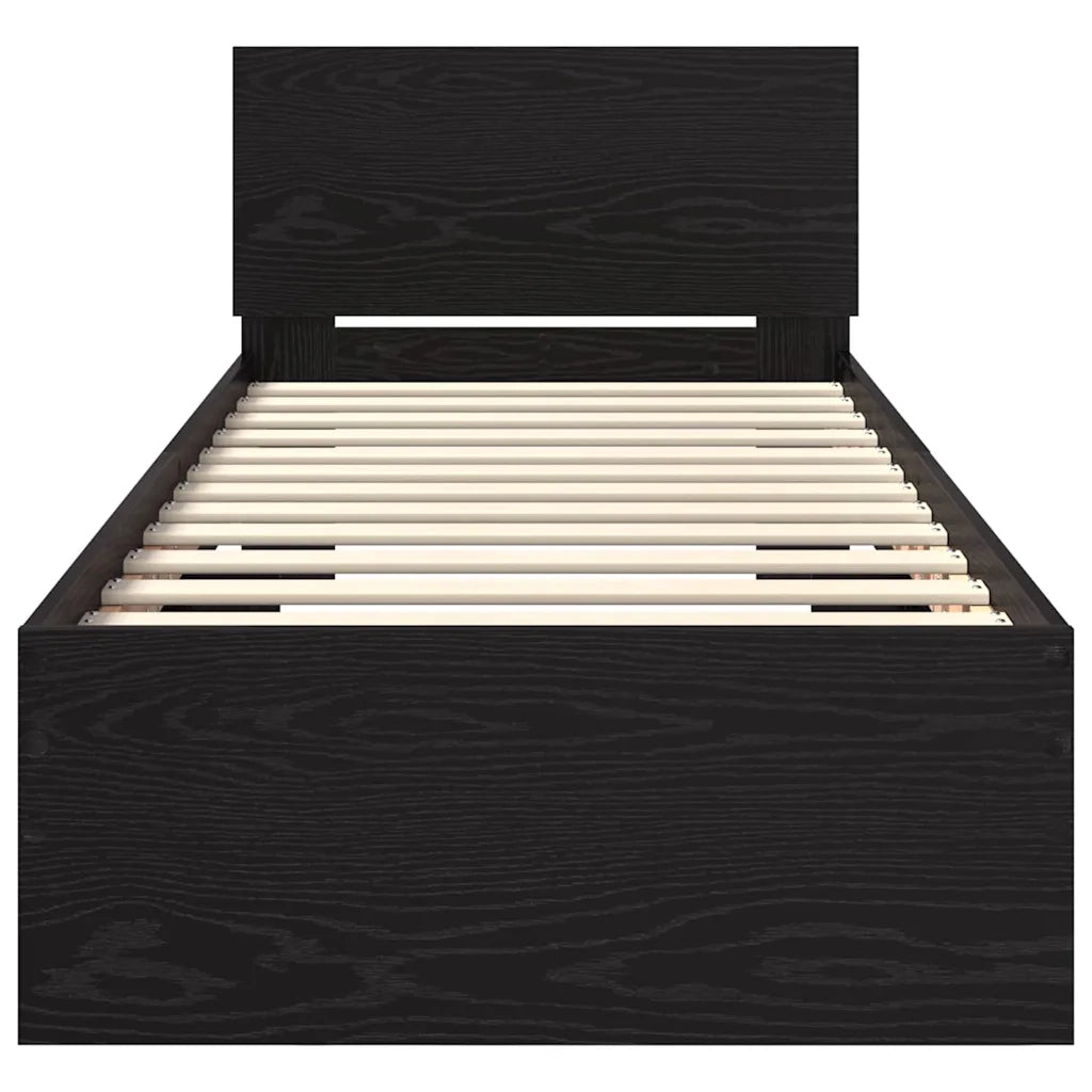 Struttura del letto Rovere Nero 75 x 190 cm Legno multistrato 885843