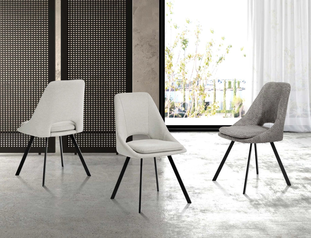Set 2 sedie da pranzo Hispanohogar ferro e tessuto beige 85×48×57 cm