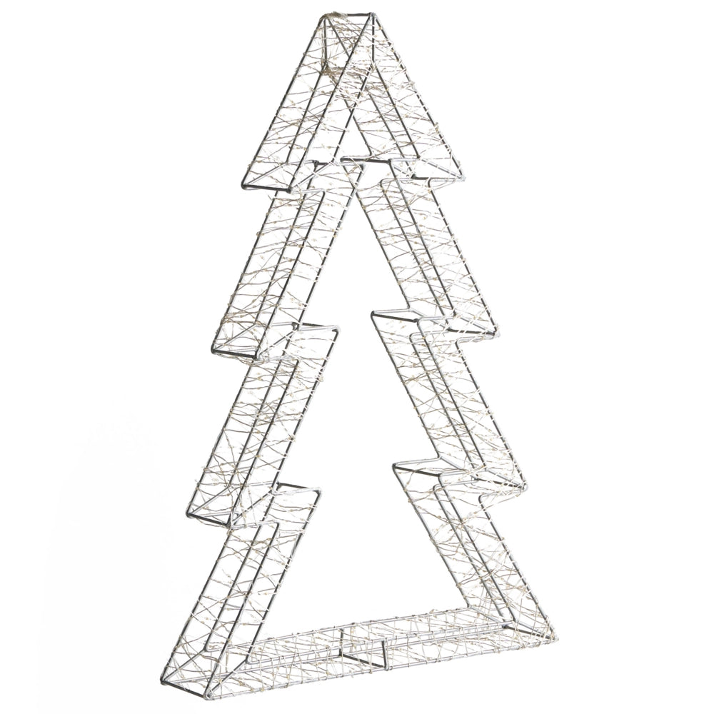 Decorazione con luci LED per albero di Natale Illuminazione in metallo argento interno esterno accessori natalizi