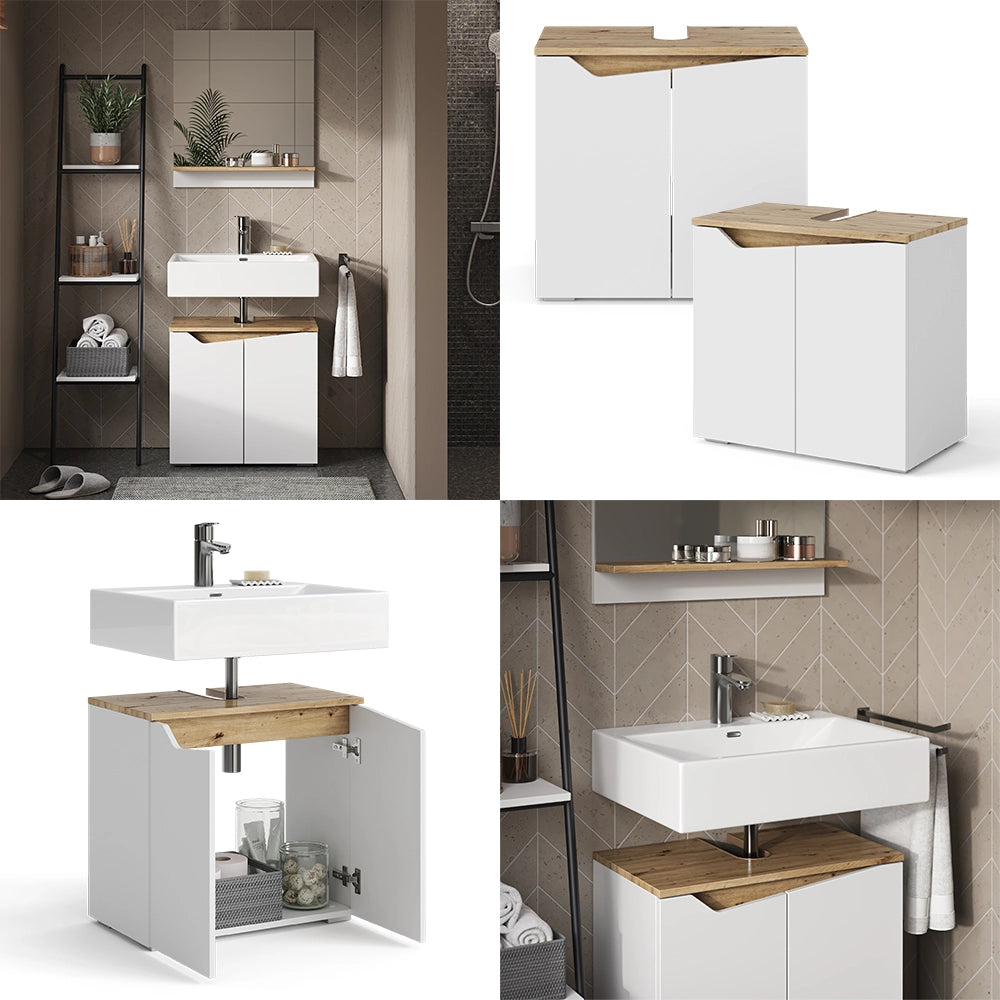 Vicco Mobile sottolavabo per bagno Bianco 60 x 57.5 cm con 2 porte