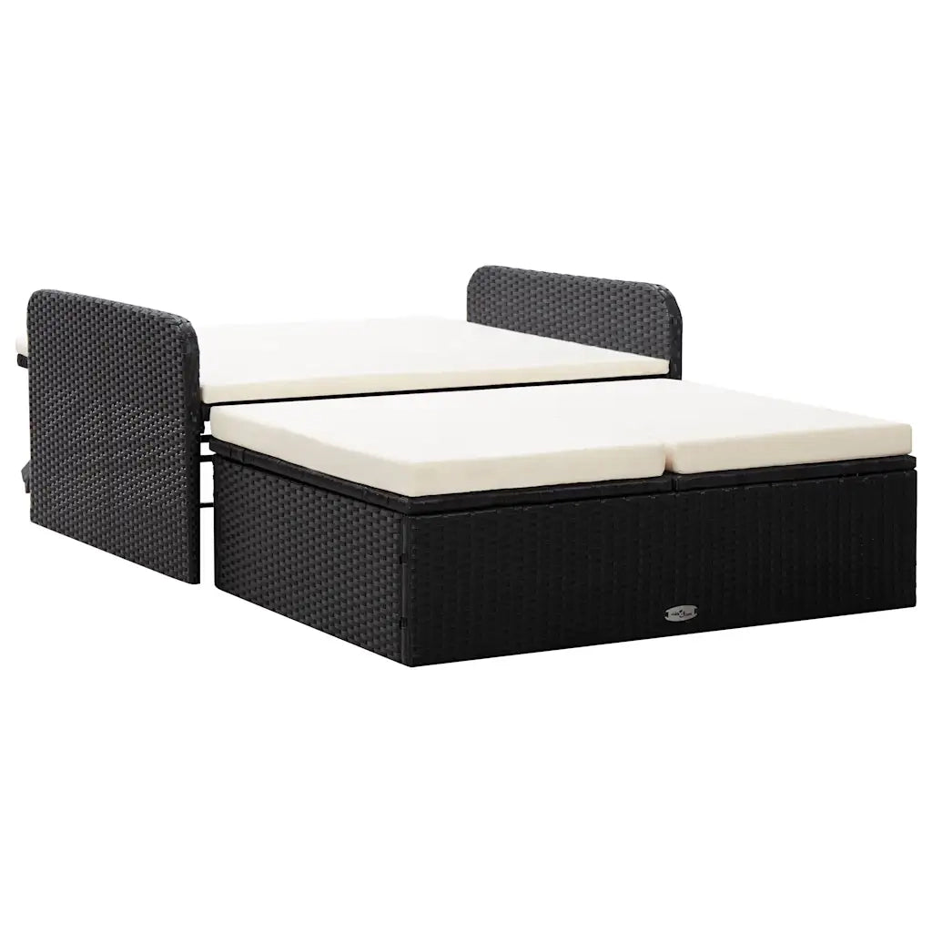 Set Divani da Giardino 2 pz | Set Salotto da Giardino con Cuscini in Polyrattan Nero