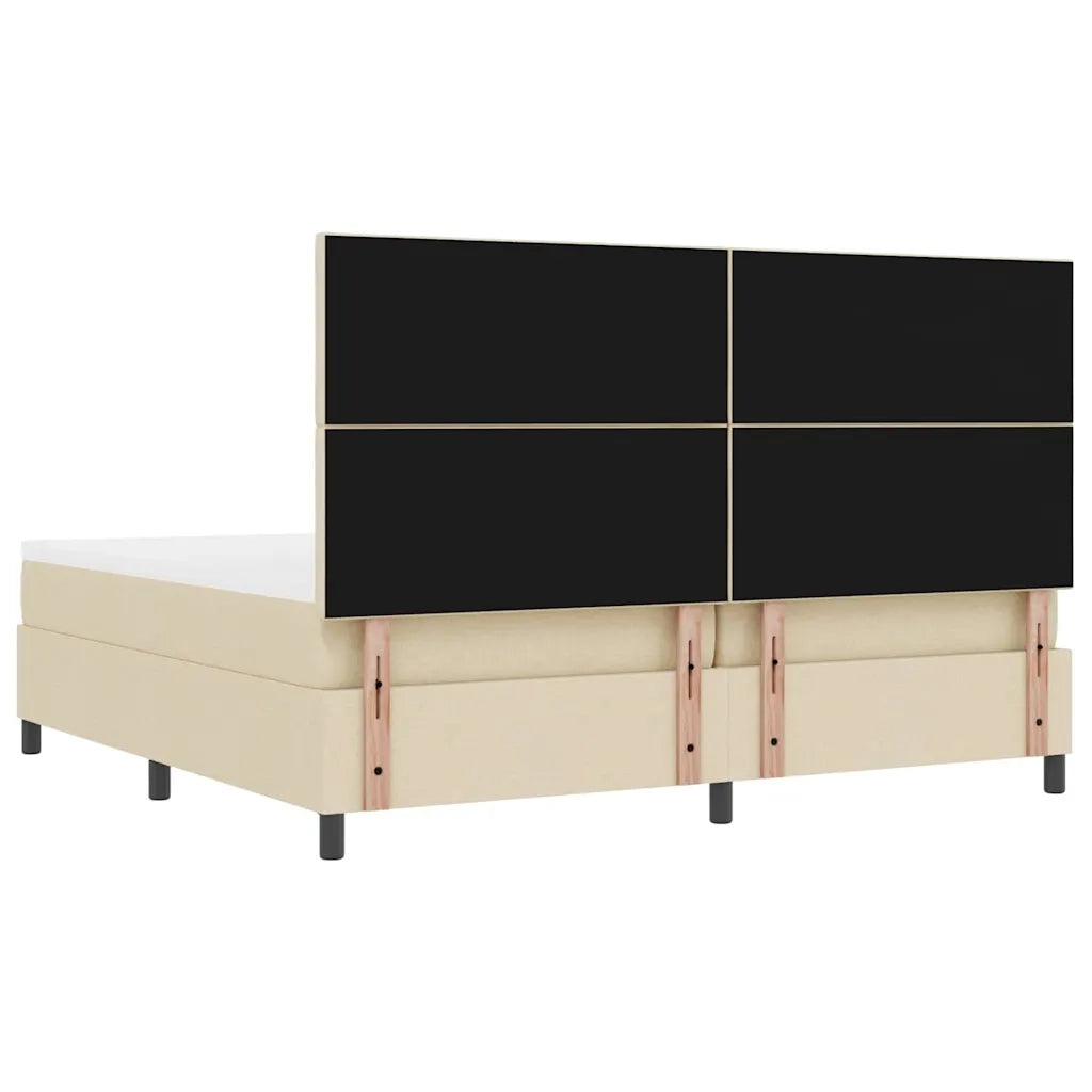 Letto a molle con testiera Crema 200 x 200 cm Tessuto 3344175