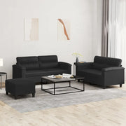 Set di Divani 3 pz con Cuscini Nero in Similpelle 3202367