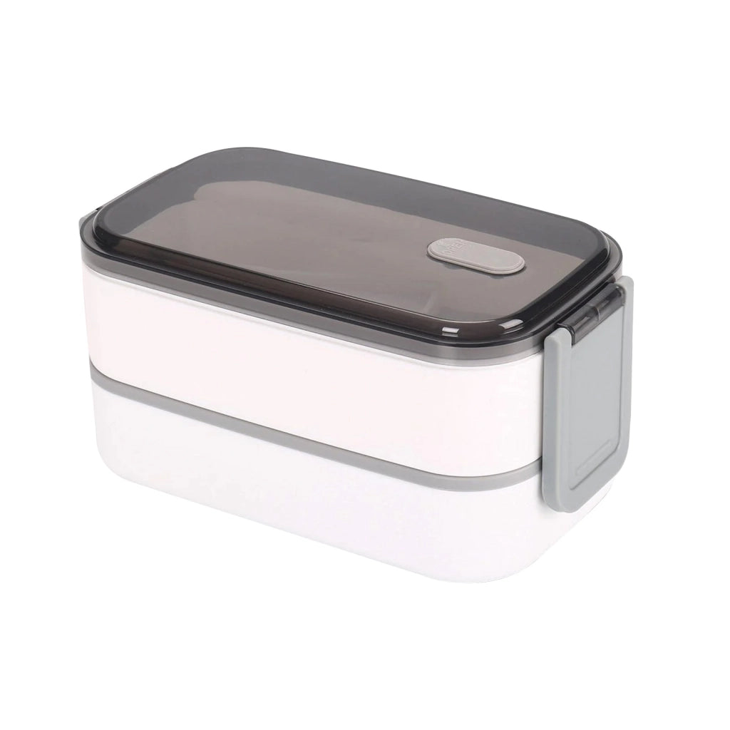 Contenitore per alimenti a doppio scomparto a 2 livelli con coperchio ermetico Bianco / Grigio Cheffinger