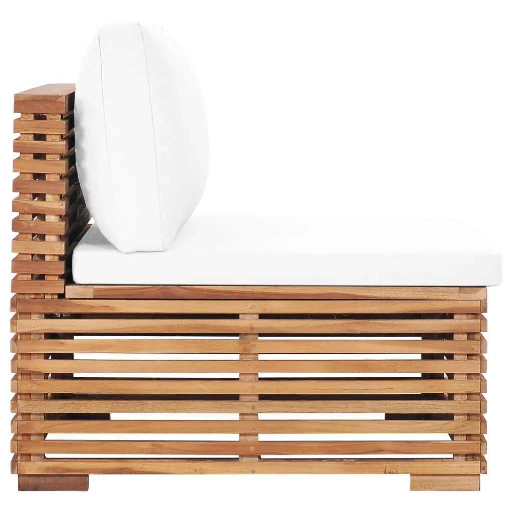 Divano Centrale da Giardino con Cuscino Crema Massello di Teak cod mxl 71893