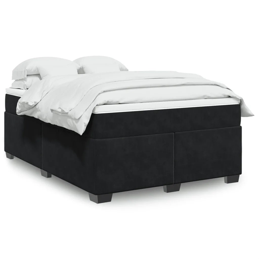 Giroletto a Molle con Materasso Nero 140x190 cm in Velluto 3285283