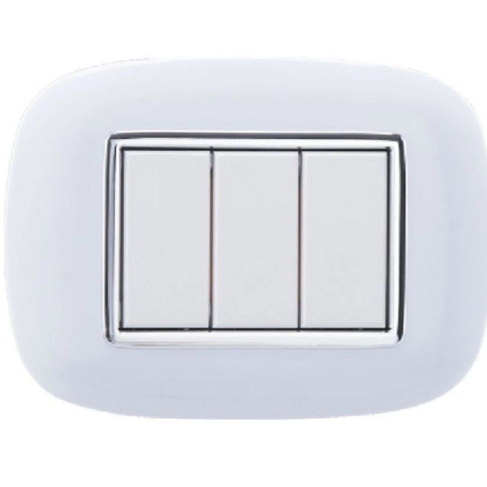 Trade Shop - Placca Oval 3 4 6 Moduli Colore Bianco Compatibile Con Bticino Axolute -  -3 Fori     -