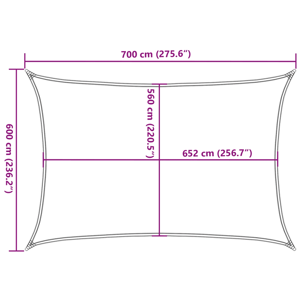 vidaXL Vela Parasole Sabbia 7x6 m 100% Poliestere Oxford