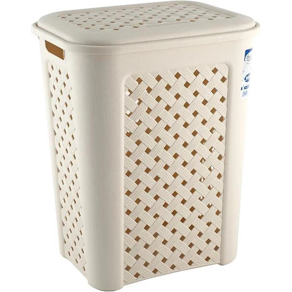 ARIANNA PORTABIANCHERIA 50 LT ANGORA SUPERFICIE INTRECCIATA EFFETTO VIMINI 43,5 X 33,5 X H 55 CON COPERCHIO