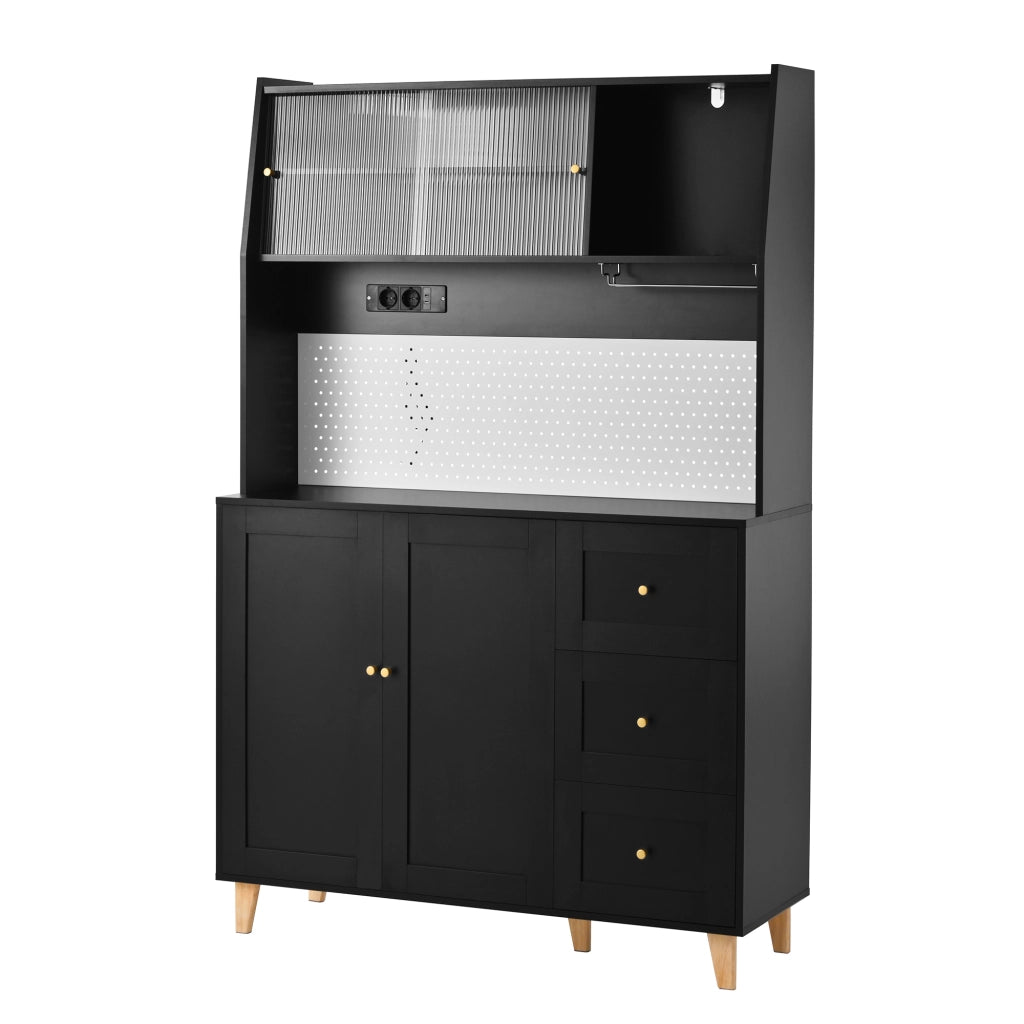 Mobile Buffet con Cassetti, Portabottiglie e Portaocchiali ¨C MINIMAL ¨C Nero