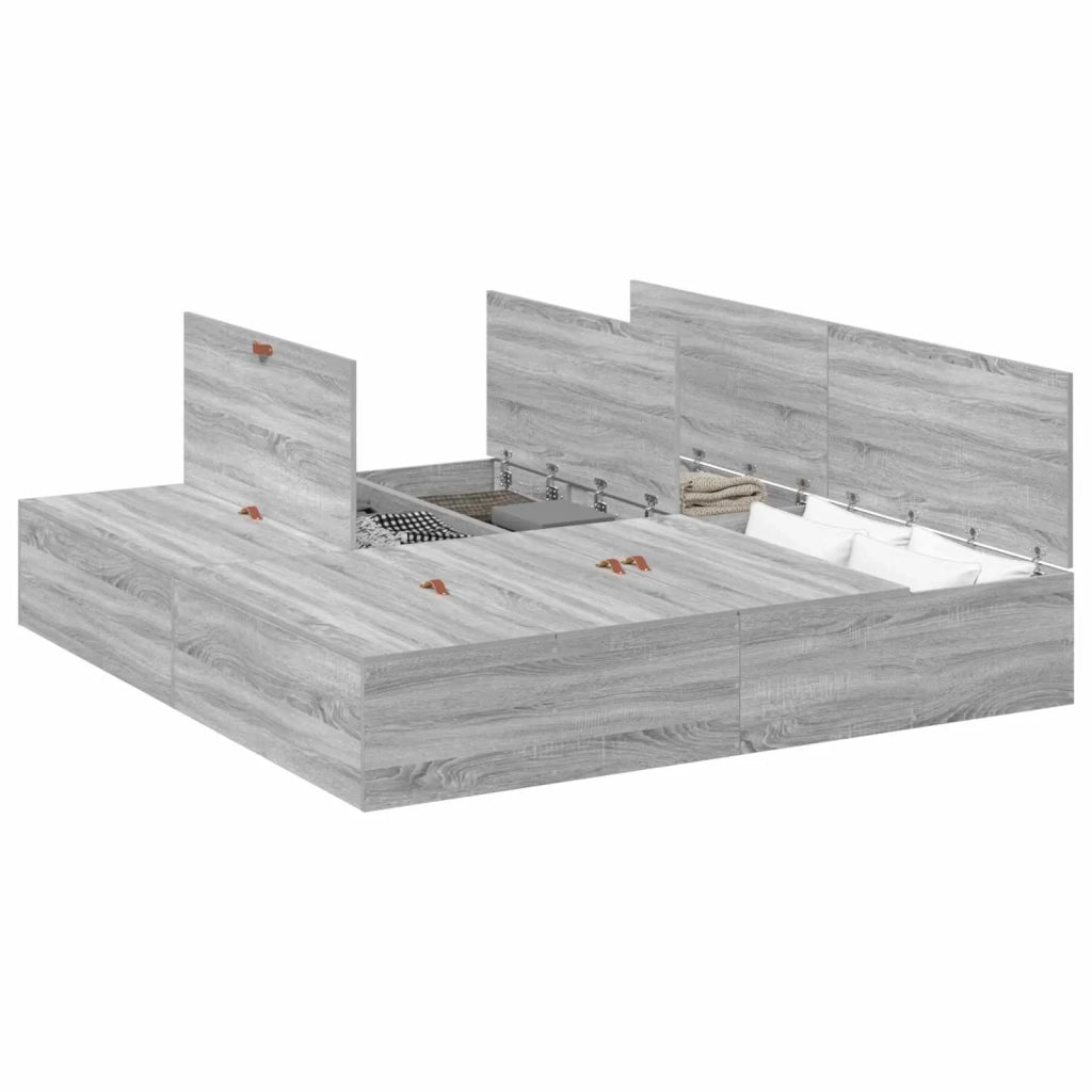 Struttura letto con contenitore Grigio Sonoma 200 x 200 cm 3335362