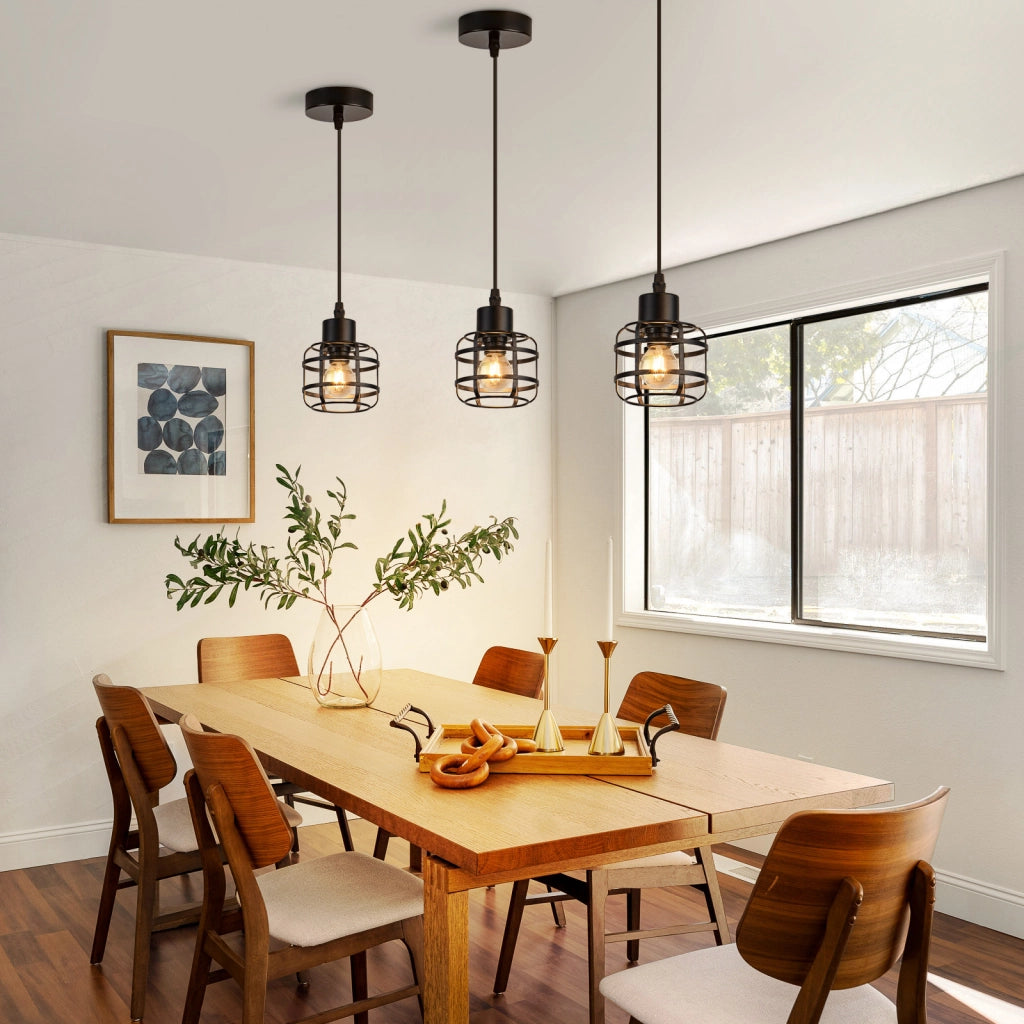 Lampada a sospensione ZMH vintage in metallo nero 1 lampada altezza regolabile 140 cm lampadina non inclusa