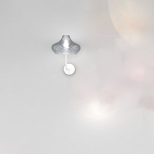 Applique Contemporanea Dress Metallo Bianco Vetro Blu 1 Luce E27