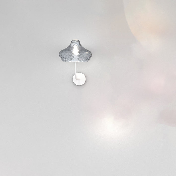 Applique Contemporanea Dress Metallo Bianco Vetro Blu 1 Luce E27