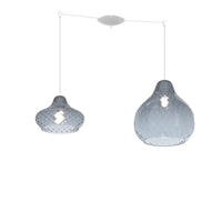 Lampadario Contemporaneo Dress Metallo Bianco Vetro Blu 2 Luci E27