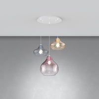 Lampadario Tondo Contemporaneo Dress Metallo Bianco Vetro Multicolor 3 Luci E27