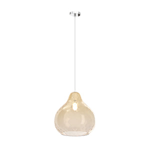 Lampadario Contemporaneo Dress Metallo Cromo Vetro Grande Ambra 1 Luce E27